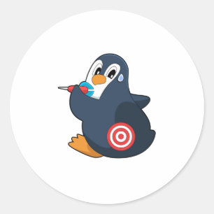 Penguin Darts Dart Dartboard Runder Aufkleber