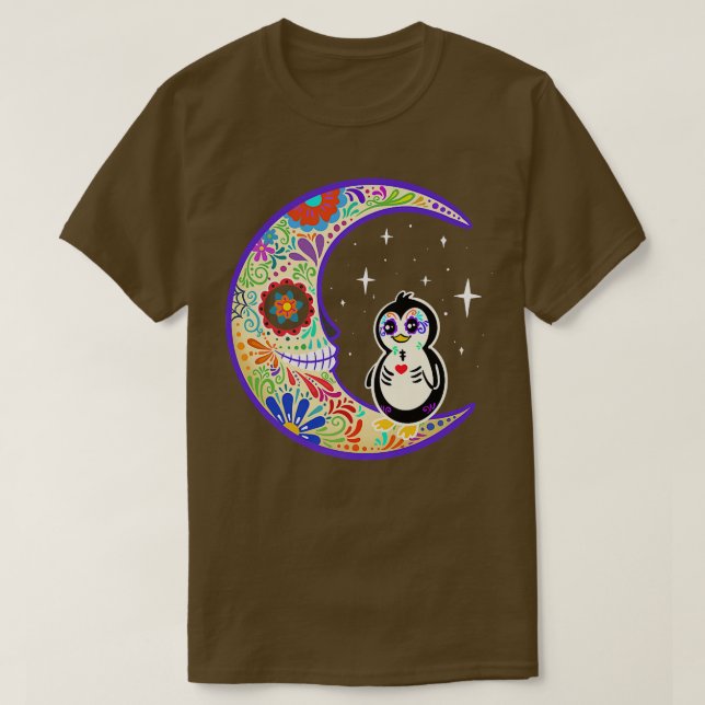 Penguin Dia de Los Muertos Skeleton T-Shirt (Design vorne)