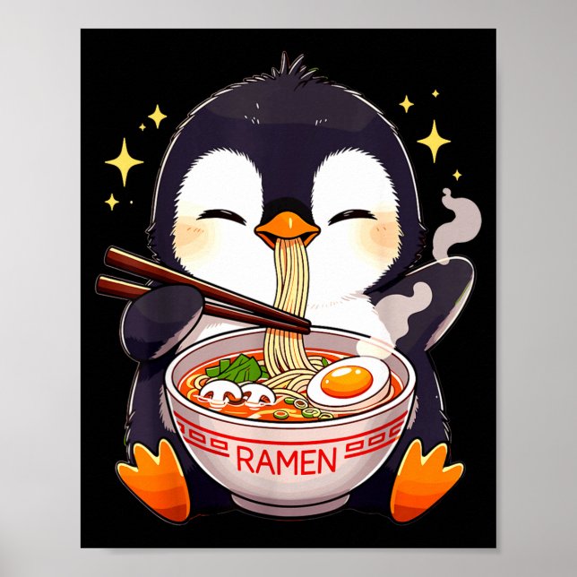 Penguin Eating Ramen  Poster (Vorne)