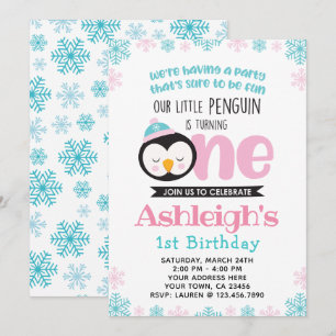 Penguin Einladung zum ersten Geburtstag