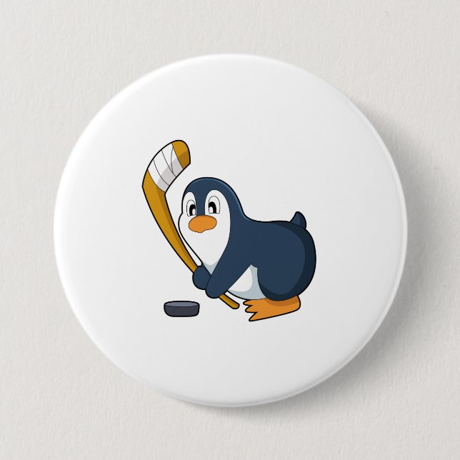 Penguin Eishockey Eishockeystick Button (Vorderseite)