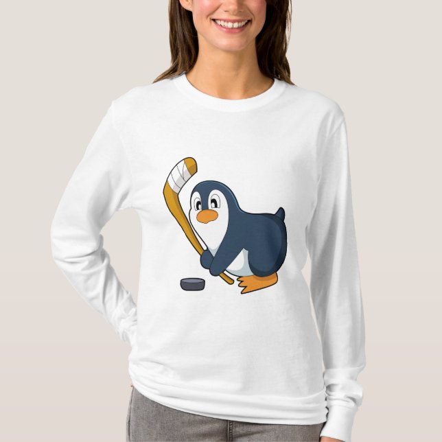 Penguin Eishockey Eishockeystick T-Shirt (Vorderseite)