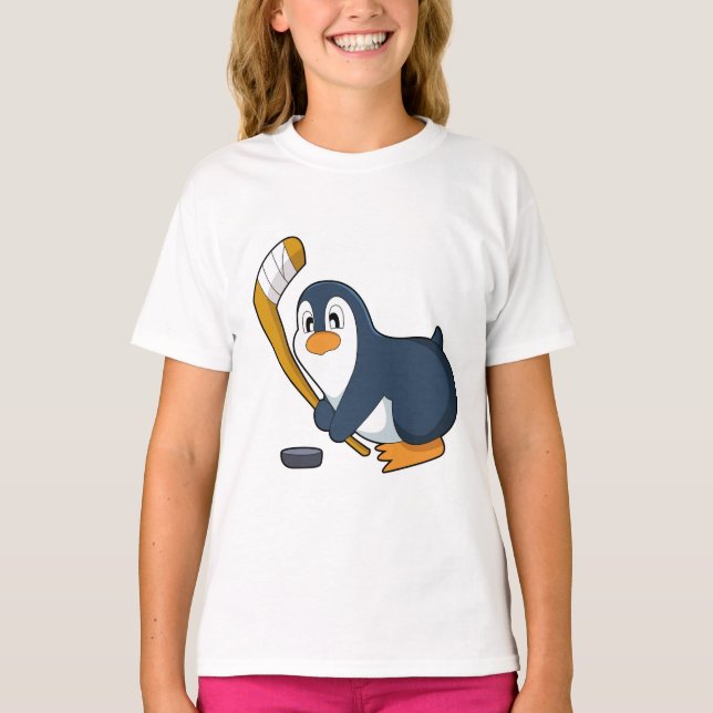 Penguin Eishockey Eishockeystick T-Shirt (Vorderseite)