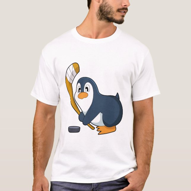 Penguin Eishockey Eishockeystick T-Shirt (Vorderseite)