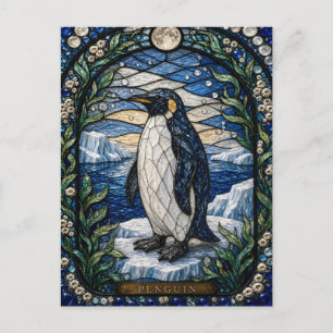 Penguin-Eisschelf Illumina-Buntglas Postkarte