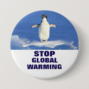 Penguin-Endglobale Erwärmungs-runder Knopf Button