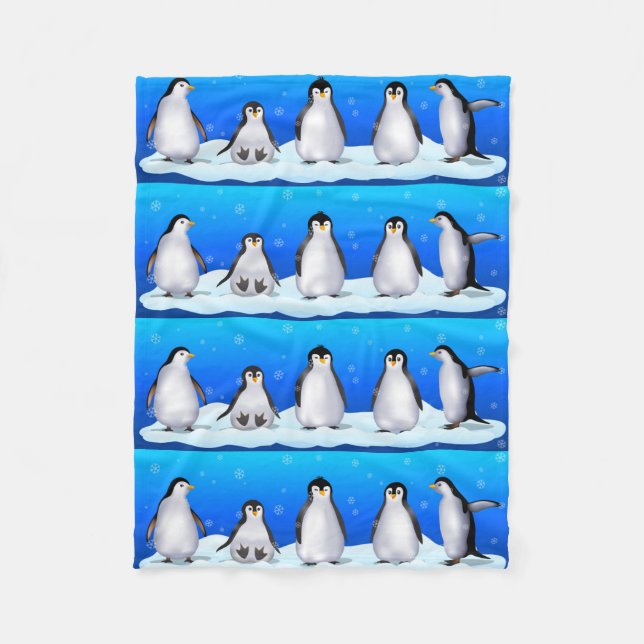 Penguin-Familie Fleecedecke (Vorderseite)