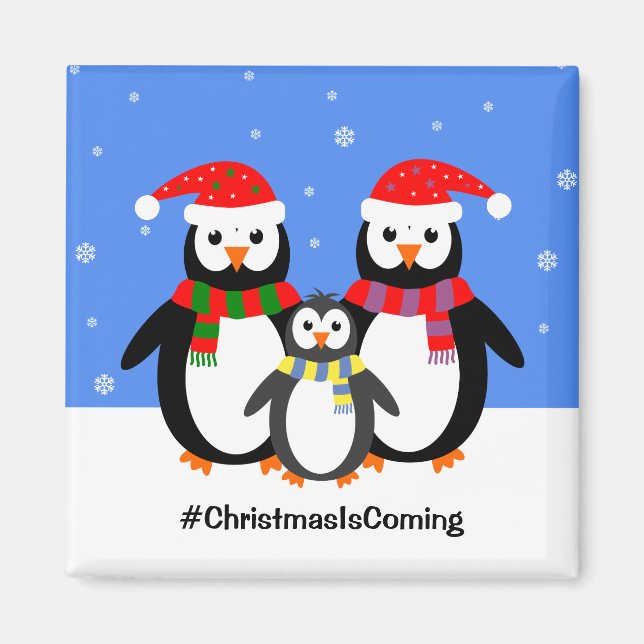 Penguin Familie Ihre Texte Weihnachten Magnet (Vorne)