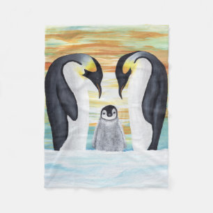 Penguin Familie mit Baby Penguin Fleecedecke