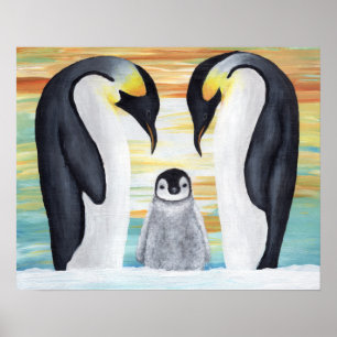 Penguin Familie mit Baby Penguin Poster