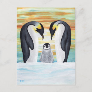 Penguin Familie mit Baby Penguin Postkarte