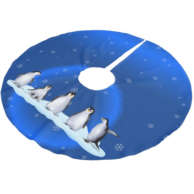Penguin-Familie Polyester Weihnachtsbaumdecke (Schrägansicht)