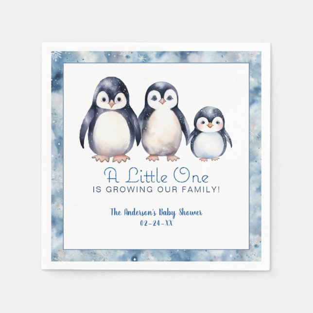 Penguin Family Baby Dusche Napkins Serviette (Vorderseite)
