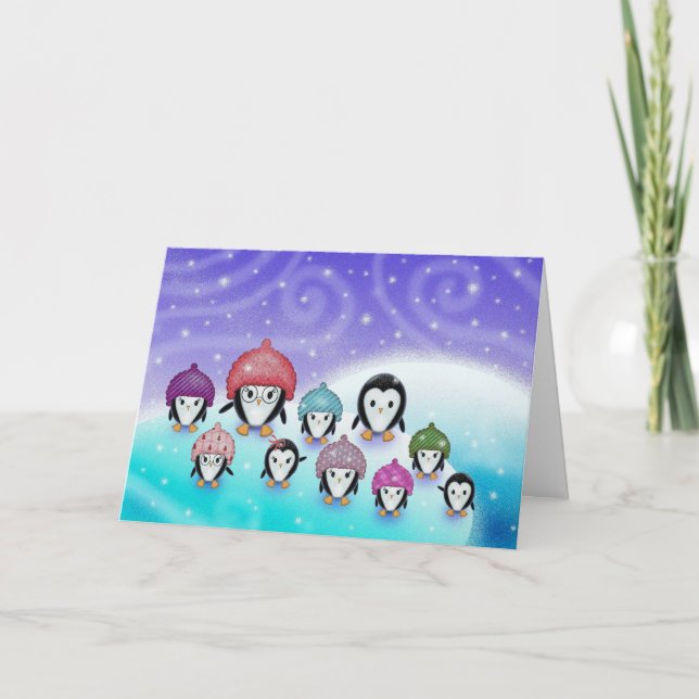 Penguin Family Holiday Card Feiertagskarte (Vorderseite)