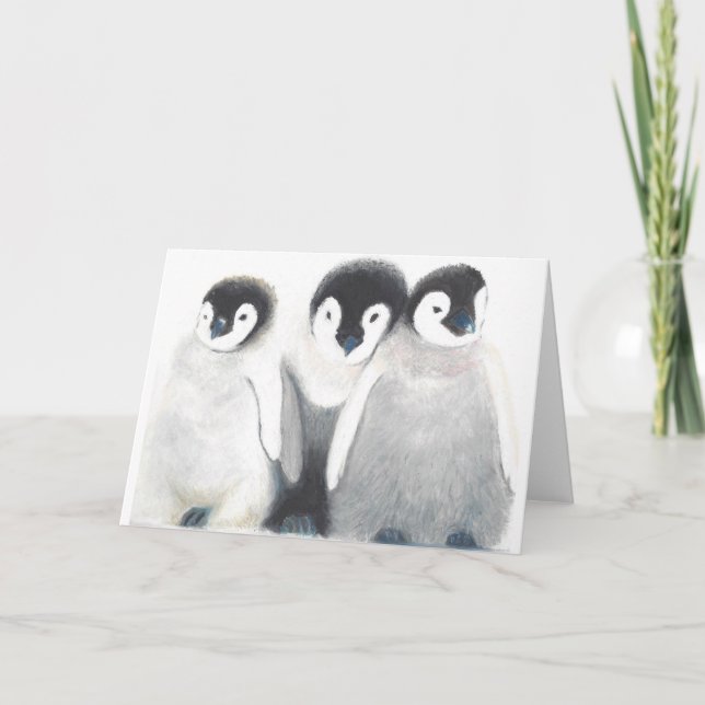 Penguin Family Note Card<Blank Inside> Ankündigung (Vorderseite)