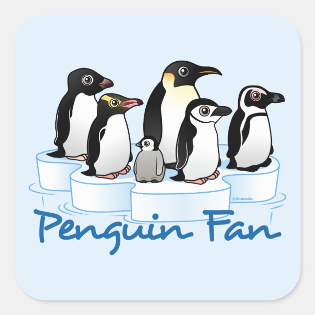 Penguin Fan Quadratischer Aufkleber (Vorderseite)