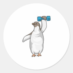 Penguin Fitness Dumbell Runder Aufkleber