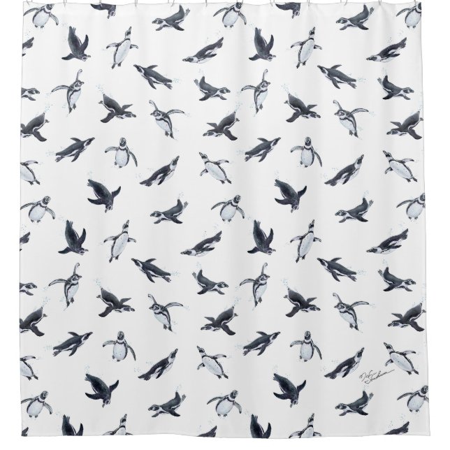 Penguin Flight Squad | Ocean Art Design Duschvorhang (Vorderseite)
