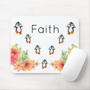 Penguin Floral Faith Stripe Mouse Pad! Mouse Pad Mousepad