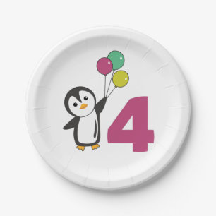 Penguin Fourth Birthday Balloons For Kids Paper Pl Pappteller