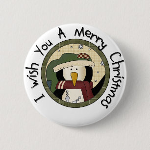 Penguin Frohe Weihnachts-T - Shirt und Geschenke Button