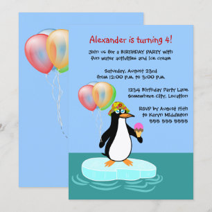Penguin Fun Birthday Party Einladung