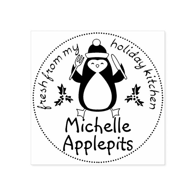 Penguin Gabel Weihnachtsessen aus der Küche Gummistempel (Prägung)