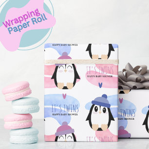 Penguin Girl and Boy Twins Geschenkpapier