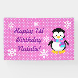 Penguin Girl Personalisiert Banner