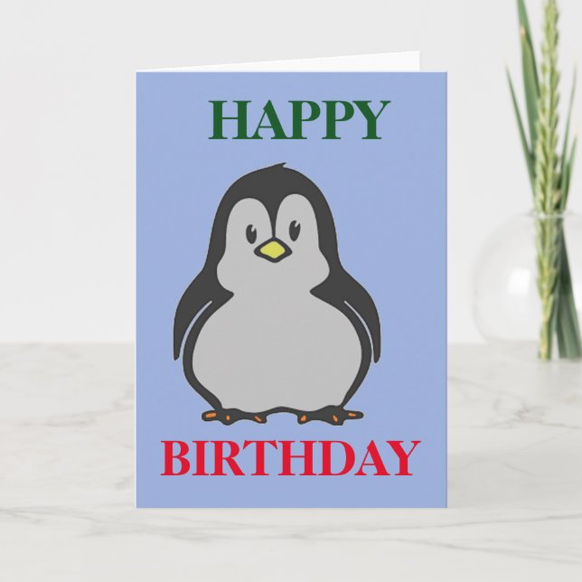 Penguin Happy Birthday Greetings Card Karte (Vorderseite)