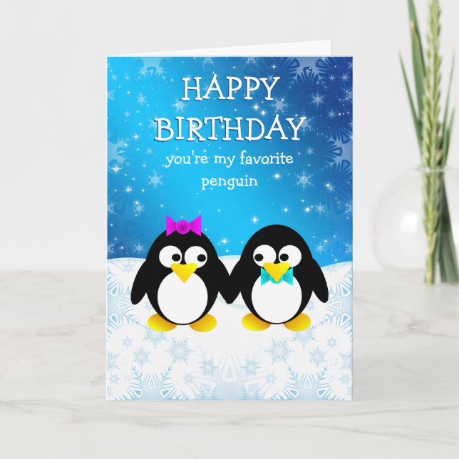 Penguin Happy Birthday Karte (Vorderseite)