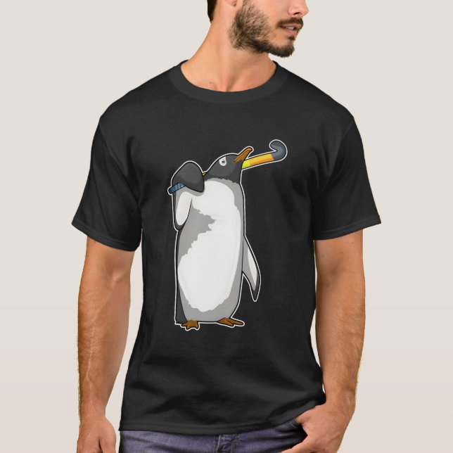 Penguin Hockey Hockey Stick Sports T-Shirt (Vorderseite)