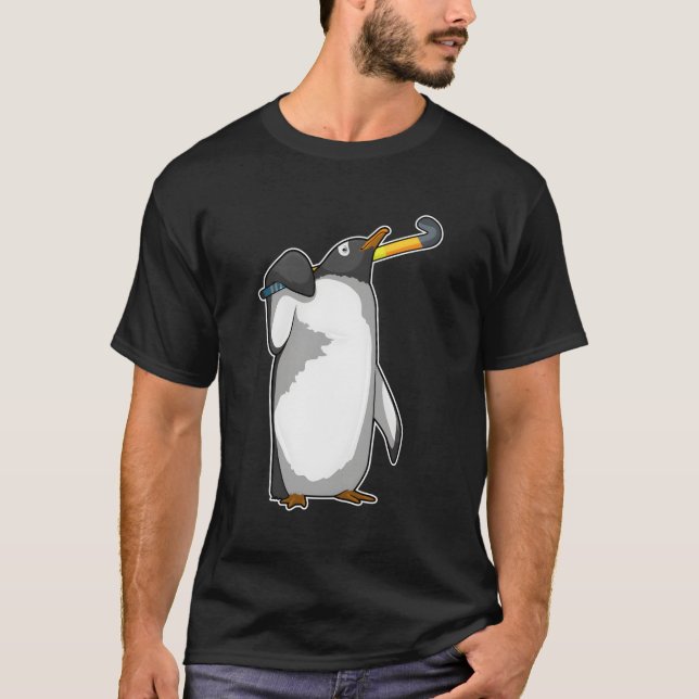 Penguin Hockey Hockey Stick Sports T-Shirt (Vorderseite)