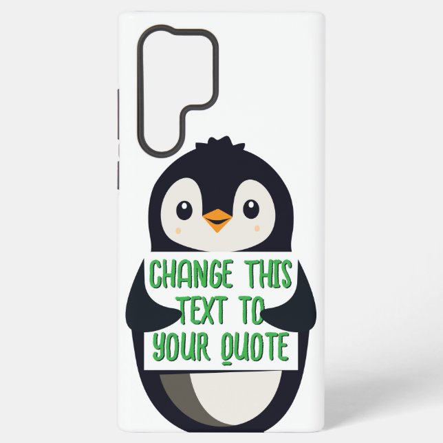 Penguin holding a sign with custom message samsung galaxy hülle (Rückseite)
