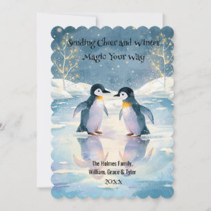 Penguin Ice Skaten Weihnachtskarte Feiertagskarte