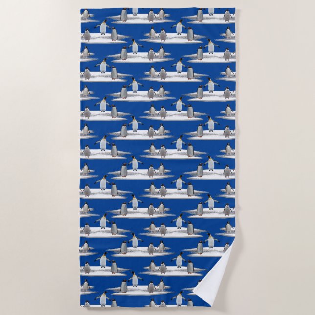 Penguin Iceberg Party Beach Handtuch (blau) (Vorderseite)