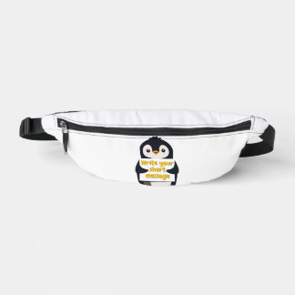Penguin illustration holding customizable sign bauchtasche