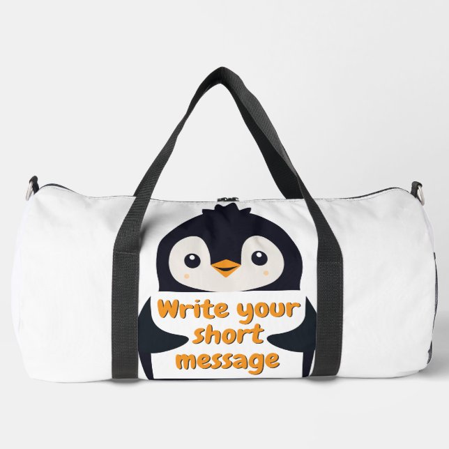 Penguin illustration holding customizable sign duffle bag (Vorderseite)
