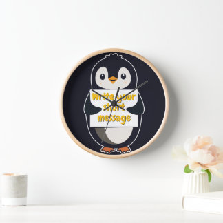 Penguin illustration holding customizable sign uhr