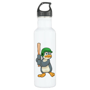 Penguin im Baseball mit Baseball Fledermaus und He Edelstahlflasche