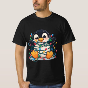 Penguin in Christmas Lights – Holiday Fun Design T-Shirt