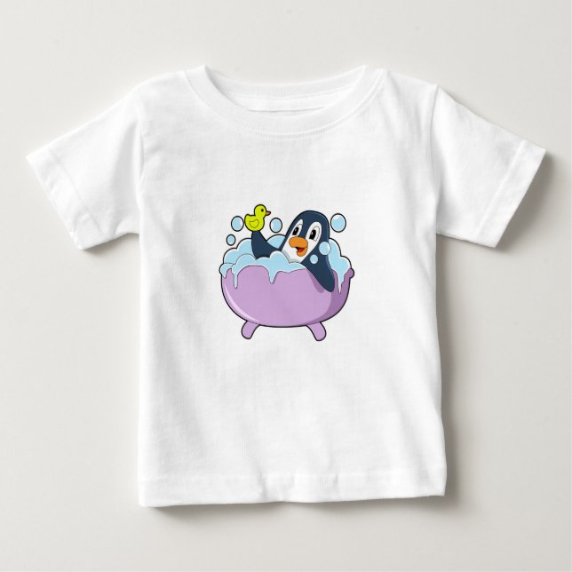 Penguin in der Badewanne mit Duck Baby T-shirt (Vorderseite)