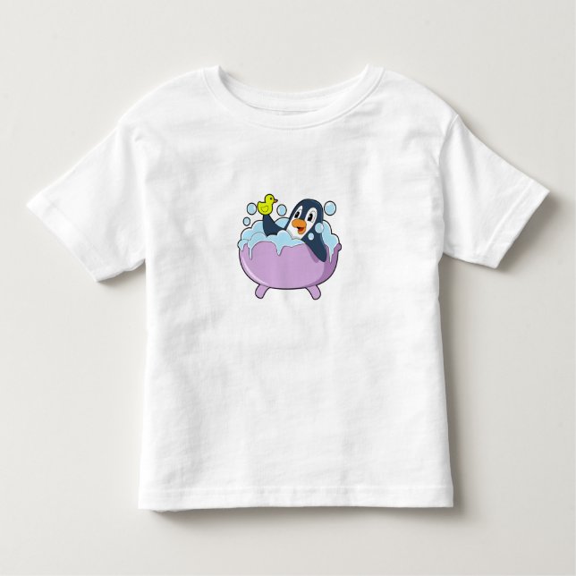 Penguin in der Badewanne mit Duck Kleinkind T-shirt (Vorderseite)