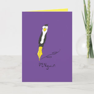PENguin Ink Pen Pinguin Funny Greeting Card Karte