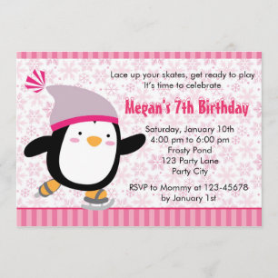 Penguin Invitation - Mädchen Geburtstag (Schneeflo Einladung