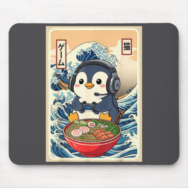 Penguin Kawaii Japanese Ramen Noodle Retro Gaming  Mousepad (Vorne)