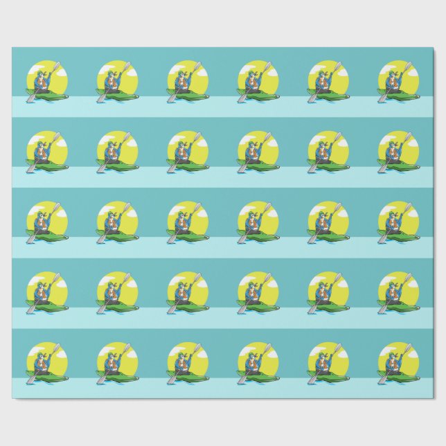 Penguin Kayaking Geschenkpapier (Saum)
