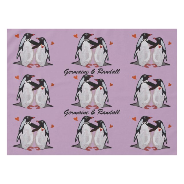 Penguin-Liebe-Tabellen-Stoff Tischdecke (Vorderseite (Horizontal))