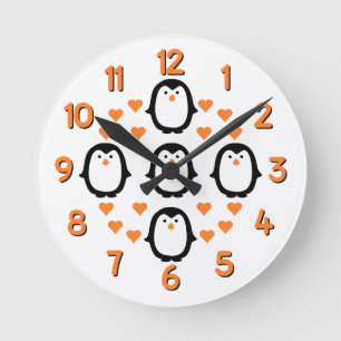 Penguin Liebe-Wanduhr Runde Wanduhr