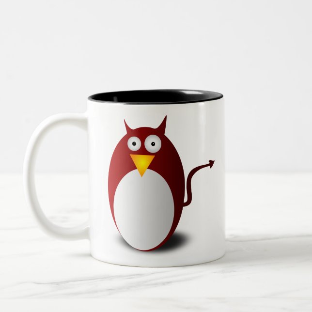 Penguin Linux Tux Ubuntu Devil Evil Demon Zweifarbige Tasse (Links)